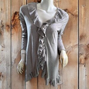 ❄️ 50% off winter Magaschoni Cashmere Blend Ruffle Boho Chic bohemian CardIgan M